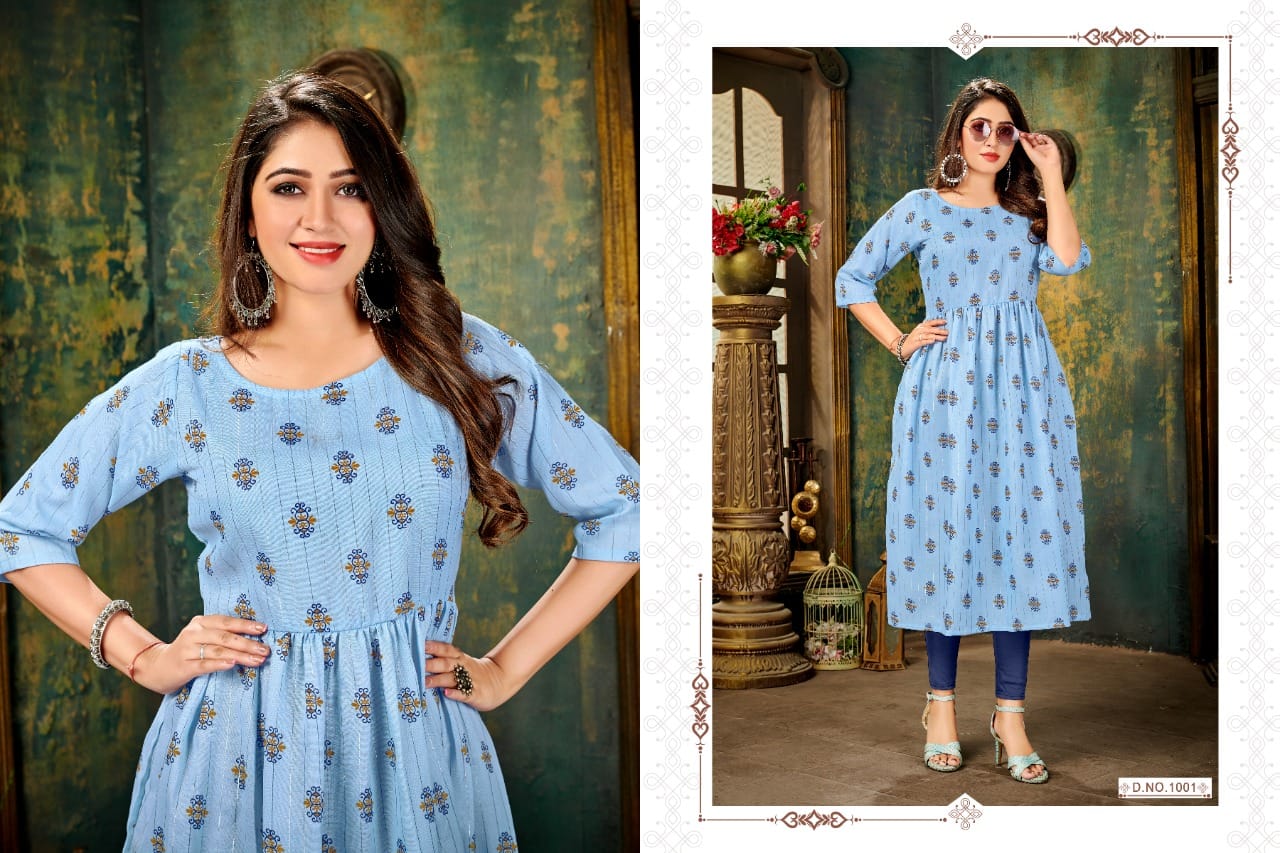 Rnx Maggi Festive Wear Handloom Cotton Printed Anarkali Long Kurti Collection
